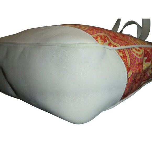 COACH Vintage Red & White Paisley Print Canvas & Leather Tote & white wristlet - Picture 12 of 16